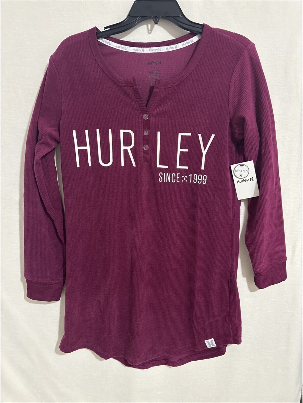 Women’s Soft And Cozy Hurley Sleep Shirt Size M Boysenberry NWT MSRP $68